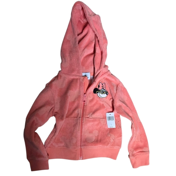 Disney's Minnie Mouse Pink Terry Cloth Hood Swim Jacket New With Tags - Picture 1 of 5